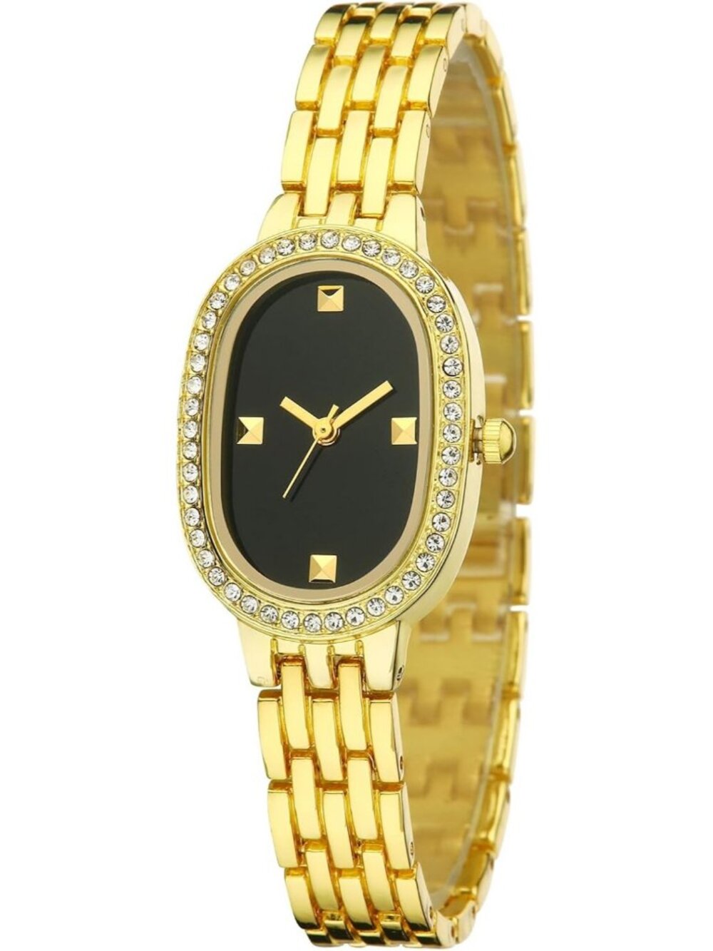Women's Gold And Black Quartz Bracelet Solid Reloj Para Mujer Small Dainty Watch